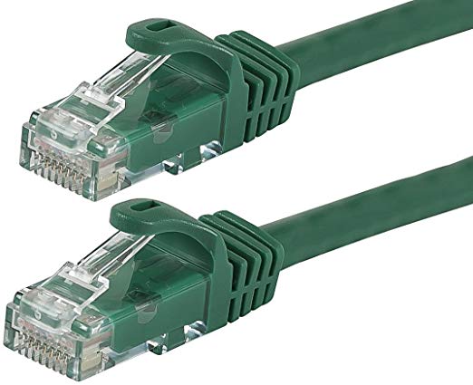 Monoprice Flexboot Cat5e Ethernet Patch Cable - Network Internet Cord - RJ45, Stranded, 350Mhz, UTP, Pure Bare Copper Wire, 24AWG, 75ft, Green