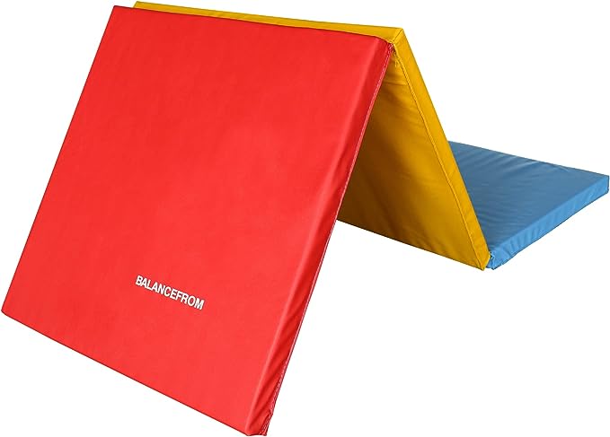 BalanceFrom Three Fold Folding Exercise Mat with Carrying Handles for MMA, Gymnastics and Home Gym Protective Flooring