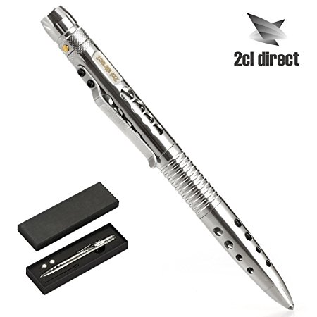 Tactical Pen - 303 Stainless Steel Discrete High-Strength EDC Survival Tool - Tactical Flashlight, Glass Breaker, Multitool with Pen - Military & Police Grade Self Defense, 2 Inks & 3 Batteries Sets