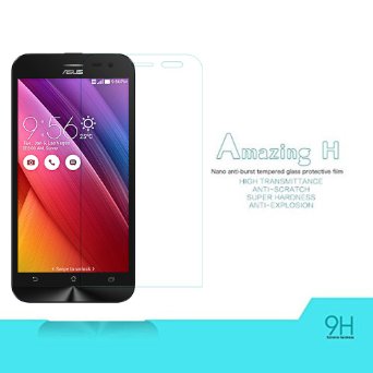 Asus Zenfone 2 Laser (ZE500KL) Tempered Glass Screen Protector, Monoy 0.33mm, 2.5D, HD, 9H-Hardness Ballistic Tempered Screen Protector LCD Guard Film (Asus ZE500KL)