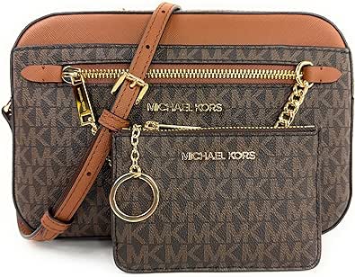 Michael Kors Jet Set Large Logo Crossbody Bag With Matching Logo Coin Pouch (Brown)