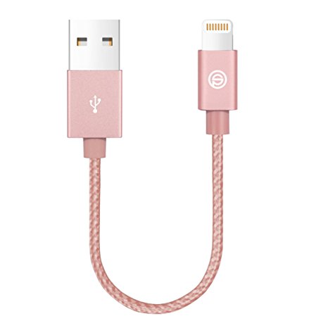 OPSO Apple MFi Certified Nylon Braided Lightning to USB Cable Charging Cord for iPhone 7 6s 6 Plus SE 5s 5c 5,iPad Pro Air 2,iPad mini 4 3 2,iPod touch / nano - (0.15M/0.5ft) - Rose Gold