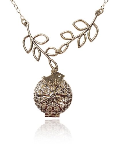 Bird and Tree Branch Silver-tone Charms Aromatherapy Necklace Essential Oil Diffuser Locket Pendant Jewelry w/reusable felt pads!