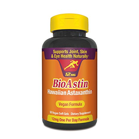 BioAstin Hawaiian Astaxanthin – VEGAN Formula - 12mg - 50 ct – The Original High Potency One Per Day Formula - Supports Joint, Skin, & Eye Health Naturally – A Super-Antioxidant Grown in Hawaii