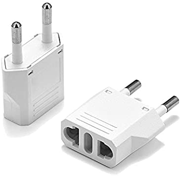 United States to Spain Travel Power Adapter to Connect North American Electrical Plugs to Spanish outlets For Cell Phones, Tablets, eReaders, and More (2-Pack, White)