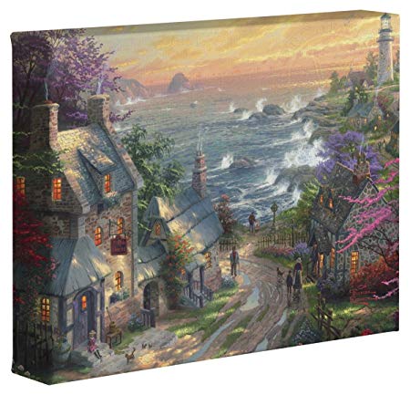 Thomas Kinkade The Village Lighthouse 8" X 10" Gallery Wrapped Canvas