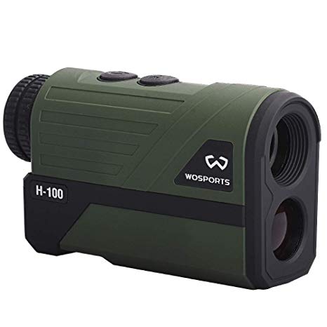 Wosports Hunting Range Finder, Upgraded Battery Cover - Laser Rangefinder Archery Bow Hunting Ranging, Flagpole Lock, Speed - Free Battery