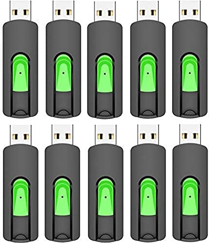 Aiibe 10 Pack 64GB USB Flash Drive 64GB 64GThumb Drive USB 2.0 Memory Stick Data Storage Memory Stick Jump Drive (10pcs, 64GB, Green)