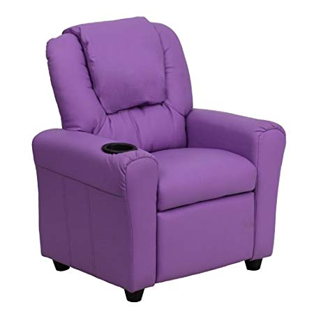 Flash Furniture Contemporary Lavender Vinyl Kids Recliner with Cup Holder and Headrest