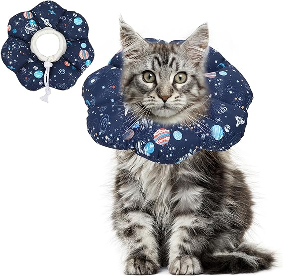 ComSaf Cat Cone Collar Soft, Protective Adjustable Cat Cones to Stop Licking After Surgery, Comfortable Lightweight Elizabethan Collar for Cat Kitten Prevent from Licking Wounds, Not Block Vision