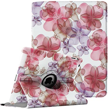 Fintie Rotating Case for iPad 4 3 2 (Old Model) - 360 Degree Rotating Smart Stand Protective Cover with Auto Wake/Sleep for iPad 4th Gen with Retina Display, iPad 3 & iPad 2, Flora