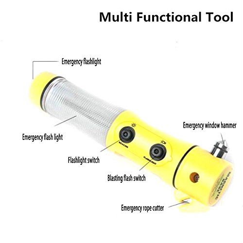 elegantstunning Multi Functional 4 in 1 Car Safety Emergency Escape Hammer with LED Flashlight Window Breaker