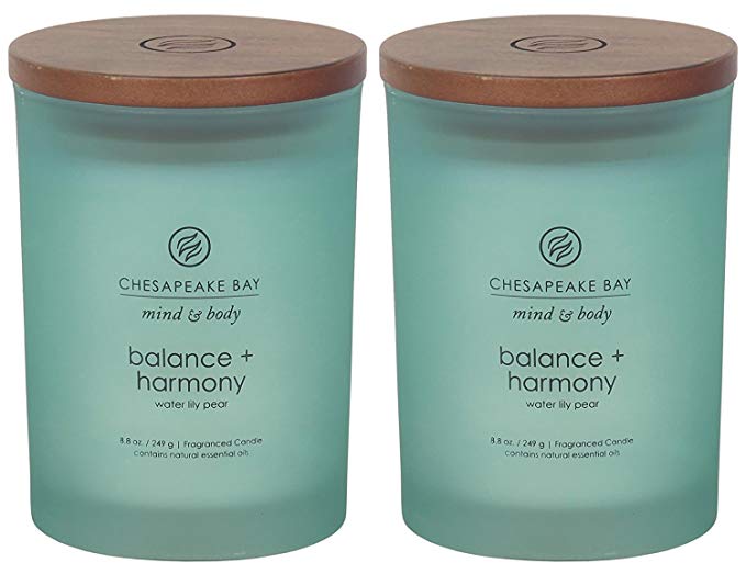 Chesapeake Bay Candle Mind & Body Scented Candles, Balance   Harmony (Water Lily Pear), Medium (2-Pack), 2 Count