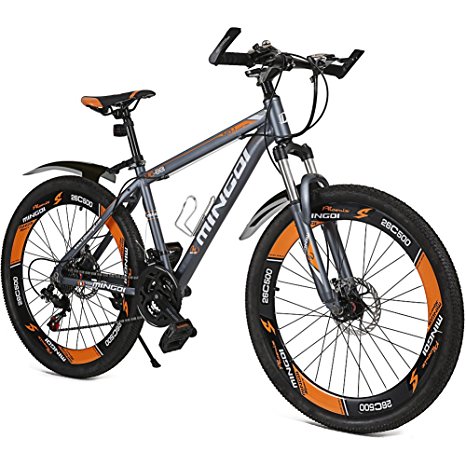 Mountain Bike, MINGDI 26” MTB 24 Speed Bicycle with Disc Brakes