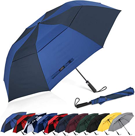 G4Free 62inch Portable Golf Umbrella Automatic Open Large Oversize Vented Double Canopy Windproof Waterproof Sport Umbrellas