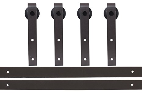 TMS 13 FT Country Dark Coffee Steel Double Sliding Barn Wood Door Hardware Black Antique