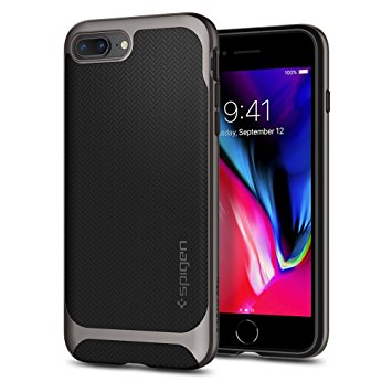 iPhone 8 Plus Case, Spigen® [Neo Hybrid Herringbone] iPhone 7 Plus Case Cover with Flexible Inner Protection and Reinforced Hard Bumper Frame for iPhone 8 Plus (2017) iPhone 7 Plus (2016) - Gunmetal