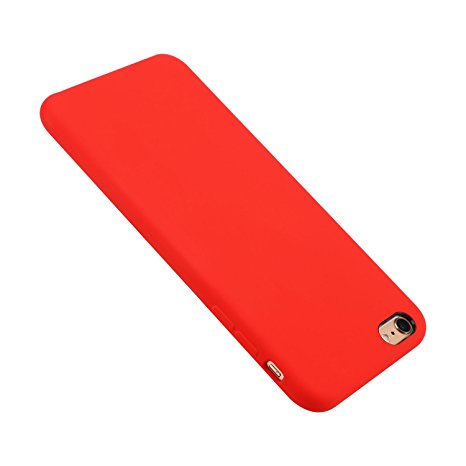 iPhone 6 Plus/6s Plus Case Liquid Silicone Gel Rubber Case,Full Body Protection Shockproof Cover Case with Soft Microfiber Cloth Lining Cushion for Apple iPhone 6P/6sP, (Red)