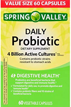 Spring Valley Daily Probiotic Vegetable Capsules, 4B CFU, 60 Ct
