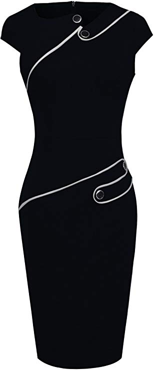 HOMEYEE Women's Voguish Colorblock Wear to Work Pencil Dress B231