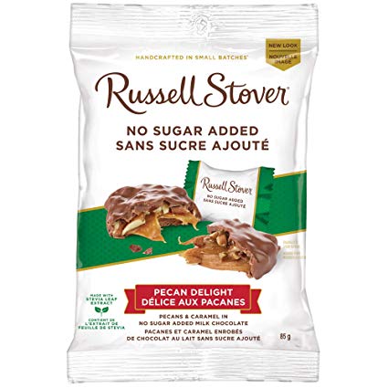 Russell Stover Pecan Delight No Sugar Added Milk Chocolate Bag, 85g