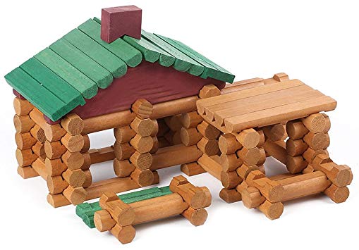 Joqutoys Wood House Logs Construction Building Set Preschool Education Toys for Kids 90 Piece