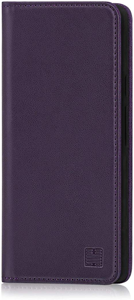 32nd Classic Series - Real Leather Book Wallet Flip Case Cover For Google Pixel 3A, Real Leather Design With Card Slot, Magnetic Closure and Built In Stand - Aubergine