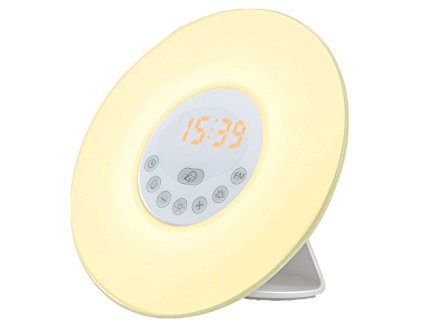 2017 Newest Version O'Hill Upgraded Wake-Up Light Colored Sunrise Simulation Alarm Clock with Smart Snooze Function, Nature Sounds, FM Radio and USB Charger