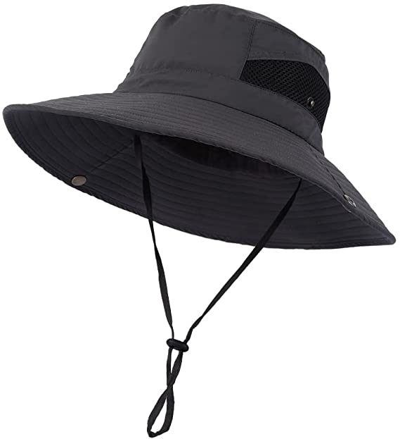 HAPPON Fishing Boonie Sun Hat: Wide Brim Foldable & Adjustable Bucket Sunhat/Waterproof Breathable Cooling Mesh Hat