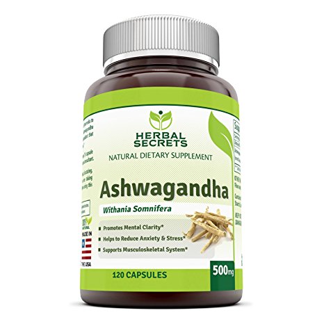 Herbal Secrets Ashwagandha 500 Mg 120 Capsules * Promotes healthy Immunity Supports Stress Management and Promotes Vitality *