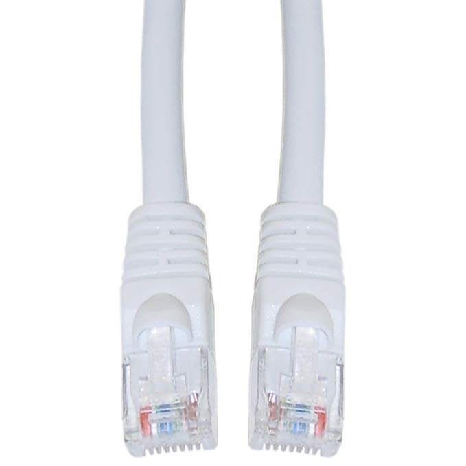 GadKo Cat5e White Ethernet Patch Cable, Round, Snagless/Molded Boot, 200 foot