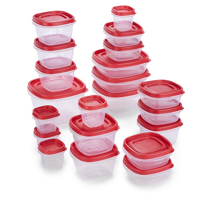 Rubbermaid 2065352 Easy Find Lids Food Storage Containers, 42 Piece, New Assortment, Racer Red