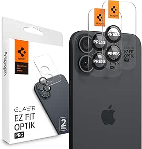 Spigen Camera Lens Screen Protector [GlasTR EZ Fit Optik Pro] Designed for iPhone 16 Plus/iPhone 16 [Case Friendly] - Black [2 Pack]