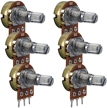 kwmobile 6 Potenciómetros para Arduino y Raspberry - Módulo lineal de resistencia 1K 5K 10K 20K 50K 100K OHM - Con botón regulador y 3 terminales