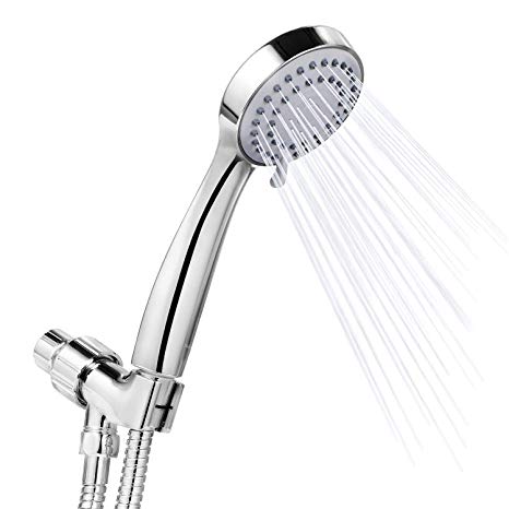 SkyGenius High Pressure Hand Held Shower Head, Detachable 3 Spray Settings Adjustable Shower Head W/Hose Bracket(Chrome-finish)