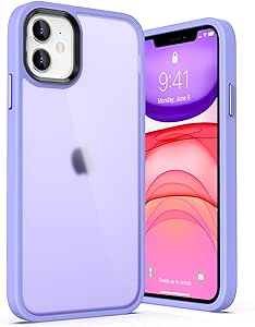 ULAK Compatible with iPhone 11 Case Matte with Color Border, Transparent Frosted Protective Phone Case, Slim Thin Anti-Scratch Shockproof TPU Bumper Cover for iPhone 11 6.1 inch, Light Purple