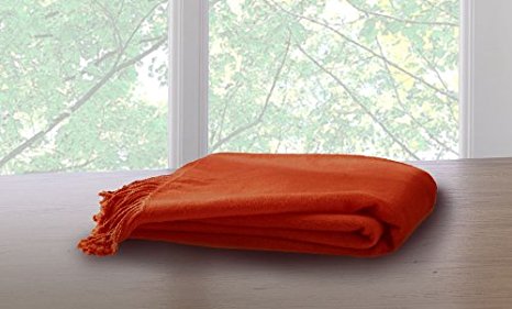 Marcini Bamboo Fiber Cotton Throw Blanket - Orange