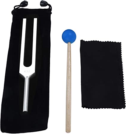 432 Hz Tuning Fork, with Silicone Hammer Bag Cleaning Cloth for DNA Healing, Keep Body, Mind and Spirit, Musical Instrument, Balancing, Healers, Vibration, Sound therapist