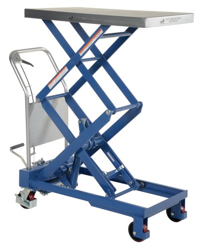 Vestil CART-800-D-TS Hydraulic Elevating Cart with Double Scissor, 800 lb. Capacity, 35-1/2" x 20" Platform, 15-1/2" to 52" Height Range