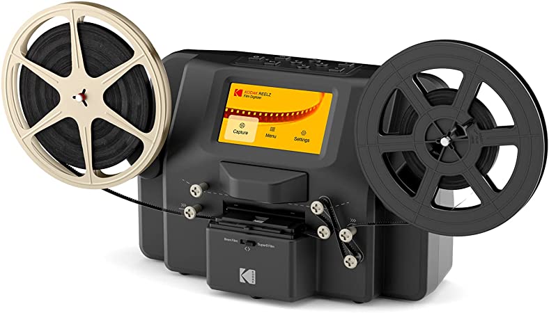 KODAK REELZ 8mm & Super 8 Films Digitizer Converter with Big 5” Screen, Scanner Converts Film Frame by Frame to Digital MP4 Files for Viewing, Sharing & Saving on SD Card for 3” 4” 5” 7” Reels