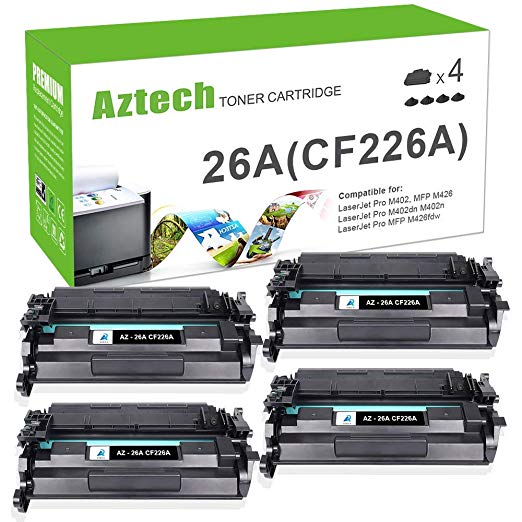 Aztech Compatible Toner Cartridge Replacement for HP 26A CF226A M402n M402dw M426fdw M426fdn (Black, 4-Pack)