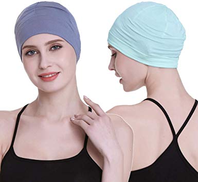 Bamboo Sleep Cap for Hair Loss Home Head Cover for Chemo Women Bike Hard Hat Helmet Liner Cotton Beanie