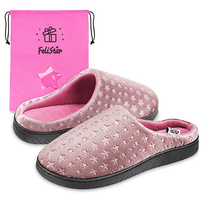 Felistar Womens Slippers,Winter Slip-On House Indoor Slippers for Women, Memory Foam, Fluffy,Soft & Comfortable Slippers