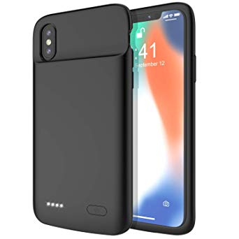 [Upgraded] RUNSY Battery Case for iPhone X/XS / 10, 4100mAh Slim Rechargeable Extended Battery Charging Charger Case with Raised Bezel, Adds 100% Extra Juice, Support Wire Headphones (5.8 inch)