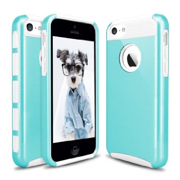 iPhone 5C Case, Hinpia [Seaplays] Hybrid 2 in 1 Dual Layer Shockproof Heavy Duty Hard PC   Soft TPU Protective Cover Case for iPhone 5C (Mint/White)