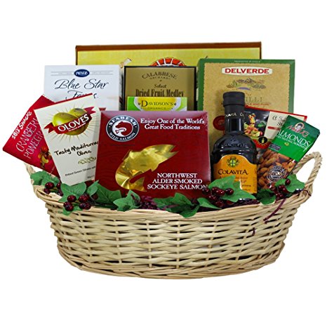 Heart Healthy Gourmet Food Gift Basket with Smoked Salmon