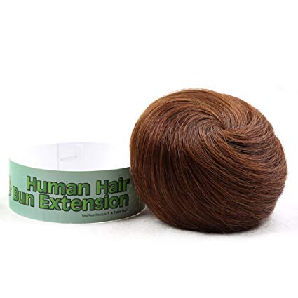 Bella Hair 100% Human Hair Bun Extension Donut Chignon Hairpieces for Both Women and Men Instant Up Do Style Bun Wig (#4 Chocolate Brown/Dark Golden Brown)