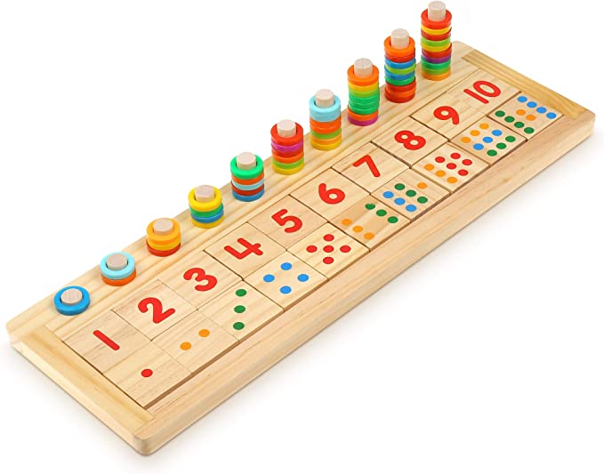 Boxiki kids Wooden Number Blocks. Educational Toy to Boost Kids Intelligence - Montessori, Kindergarten & Preschool Top Choice for Age 3  Years