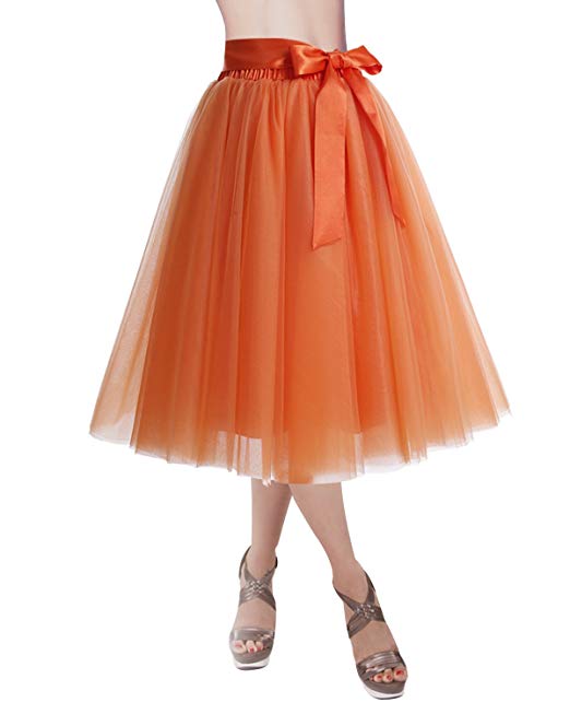 DRESSTELLS Knee Length Tulle Skirt Tutu Skirt Evening Party Gown Prom Formal Skirts