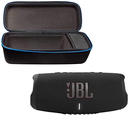 JBL Charge 5 Portable Waterproof Wireless Bluetooth Speaker Bundle with divvi! Protective Hardshell Case - Black